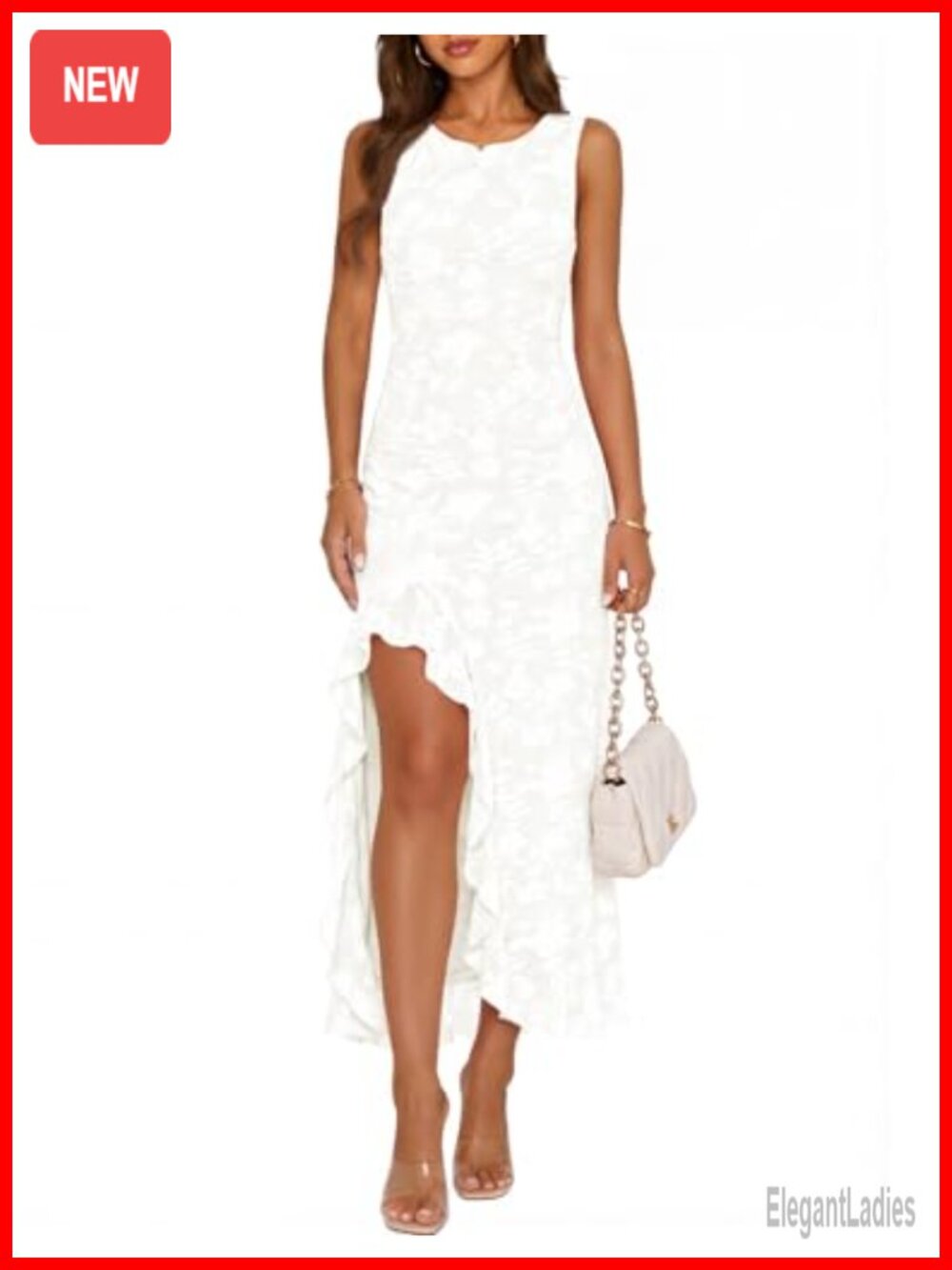 MEROKEETY Women's Sleeveless Crew Neck Floral Maxi Dress Wedding Guest Cocktail